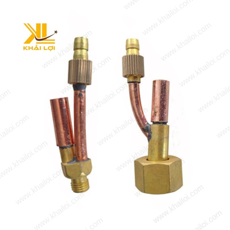 Cận cảnh đuôi nối súng hàn TIG ren ngoài, chất liệu đồng thau bền bỉ.