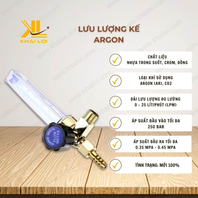 Thông số kỹ thuật lưu lượng kế Argon của Vật tư công nghiệp Khải Lợi