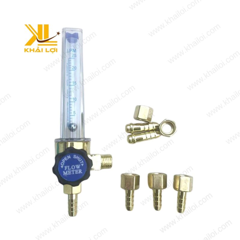 Cận cảnh lưu lượng kế Argon với thang đo chi tiết, hỗ trợ điều chỉnh lưu lượng khí hiệu quả.