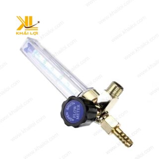 Van chỉnh khí Argon và CO2 với ống đo lưu lượng trong suốt, giúp kiểm soát chính xác dòng khí.