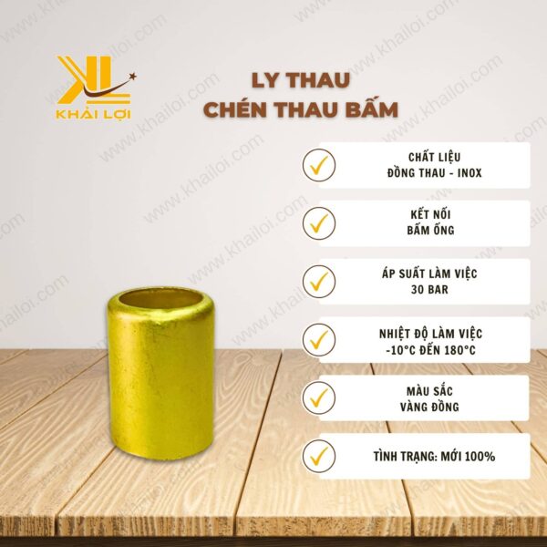 Thông số kỹ thuật "Ly Thau - Chén Thau Bấm" của Vật tư công nghiệp Khải Lợi.