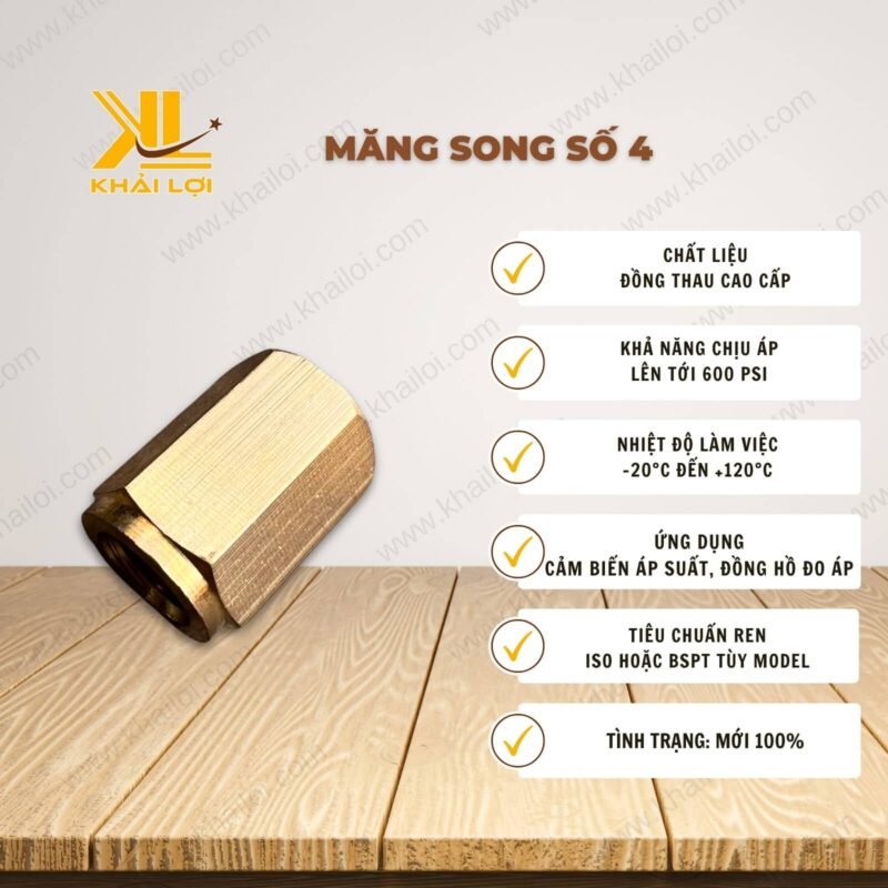 Thông số kỹ thuật măng song số 4 của Vật tư công nghiệp Khải Lợi.