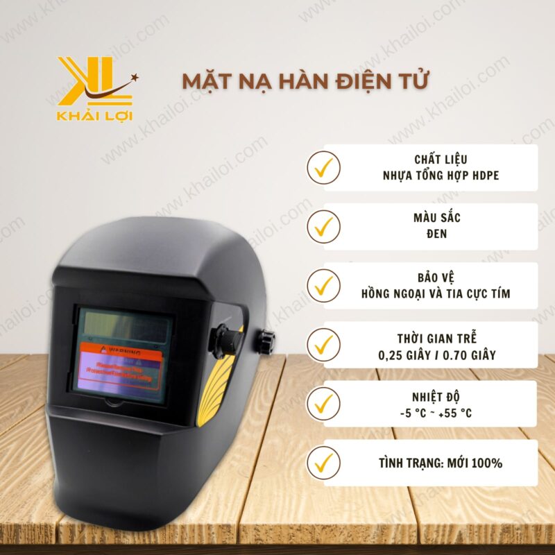 Thông số kỹ thuật mặt nạ hàn điện tử của Vật tư công nghiệp Khải Lợi