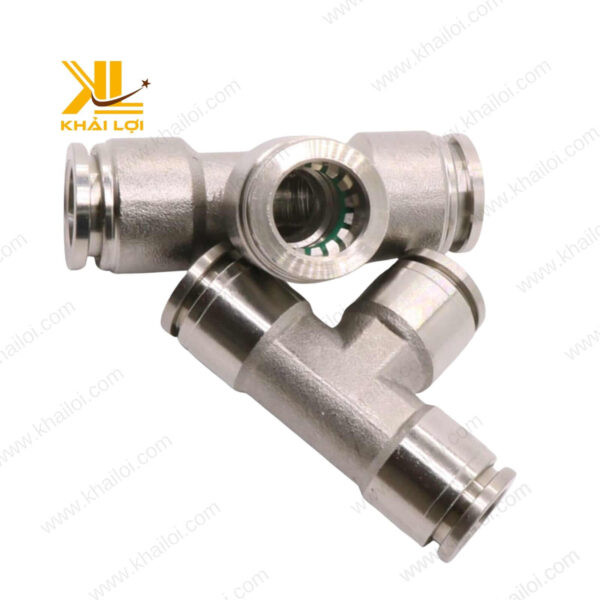 Ảnh thực tế sản phẩm ngã ba đầu ống khí nén inox IPE tại kho Khải Lợi.