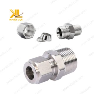Bộ đầu nối ren ngoài inox IHBC hai chi tiết đến từ Vật tư công nghiệp Khải Lợi.