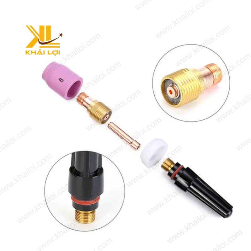 Hình ảnh cận cảnh sứ TIG loại ngắn, dễ thay thế