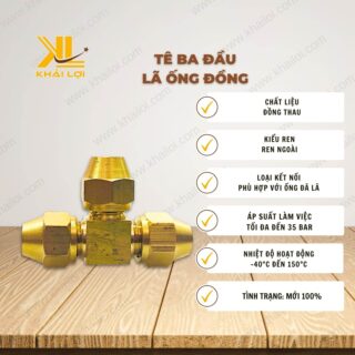 Thông số kỹ thuật Tê ba đầu lã ống đồng của vật tư công nghiệp Khải Lợi.