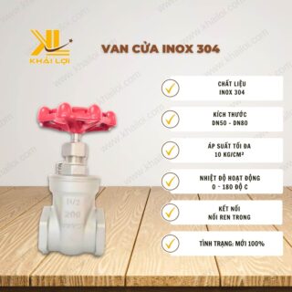 Thông số kỹ thuật "Van cửa tay vặn inox" của vật tư công nghiệp Khải Lợi.