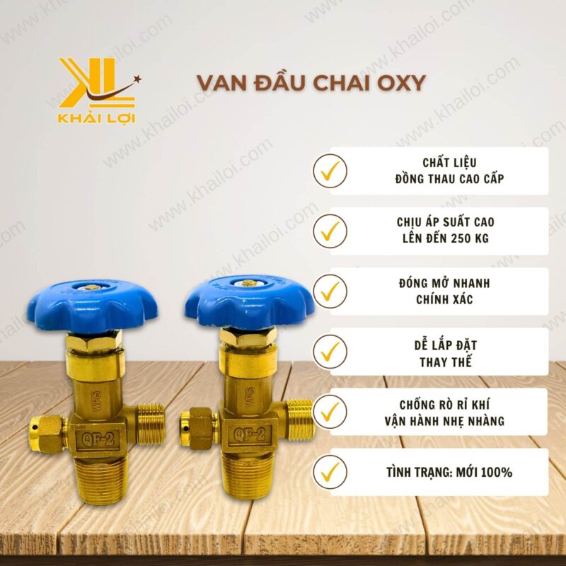 Thông số kỹ thuật van đầu chai OXY của Vật tư công nghiệp Khải Lợi