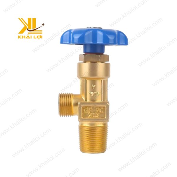 Van QF2C sử dụng cho khí Oxy, Nitơ, Argon, thiết kế ren ngoài 27mm, chất liệu đồng thau bền bỉ.