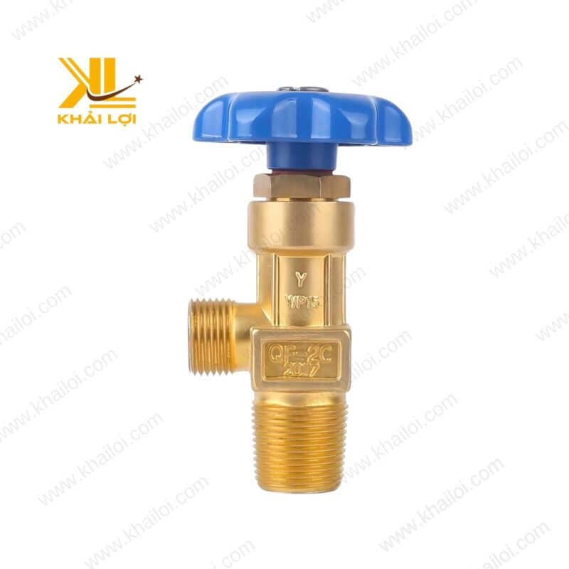 Van QF2C sử dụng cho khí Oxy, Nitơ, Argon, thiết kế ren ngoài 27mm, chất liệu đồng thau bền bỉ.
