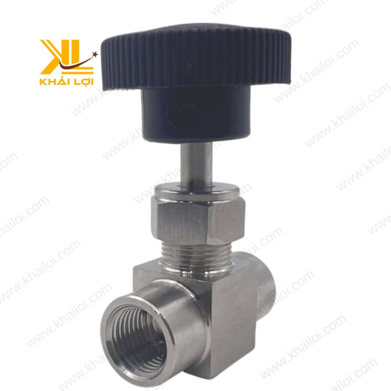 Van kim inox 304 của vật tư công nghiệp Khải Lợi với tay xoay nhựa đen.