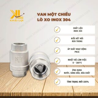 Thông số kỹ thuật "Van 1 chiều inox lò xo" của vật tư công nghiệp Khải Lợi