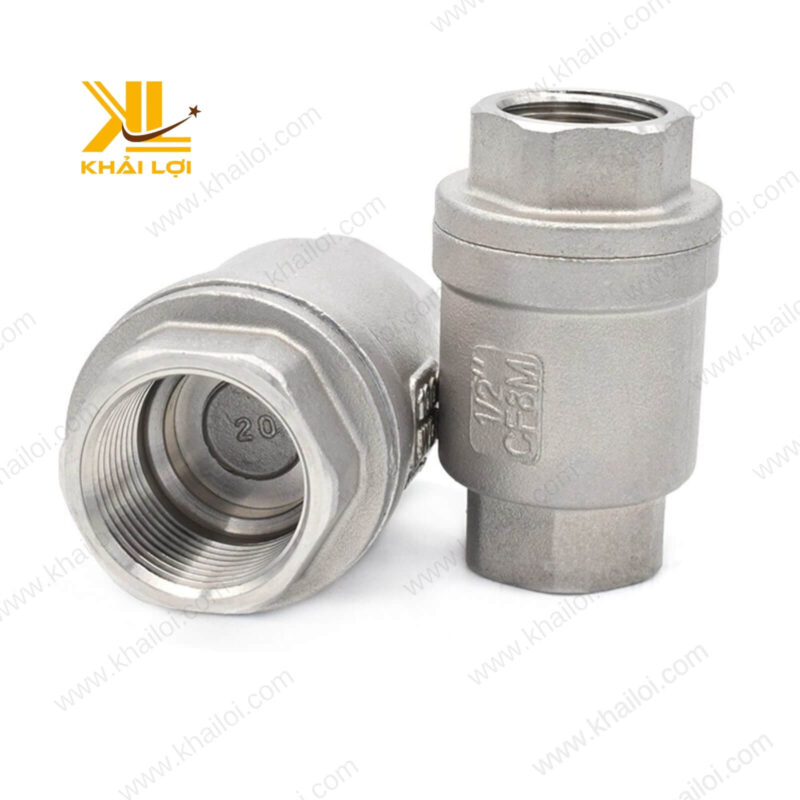 Cấu tạo chi tiết bên trong van inox lò xo, bao gồm thân van và đĩa van tại Khải Lợi.