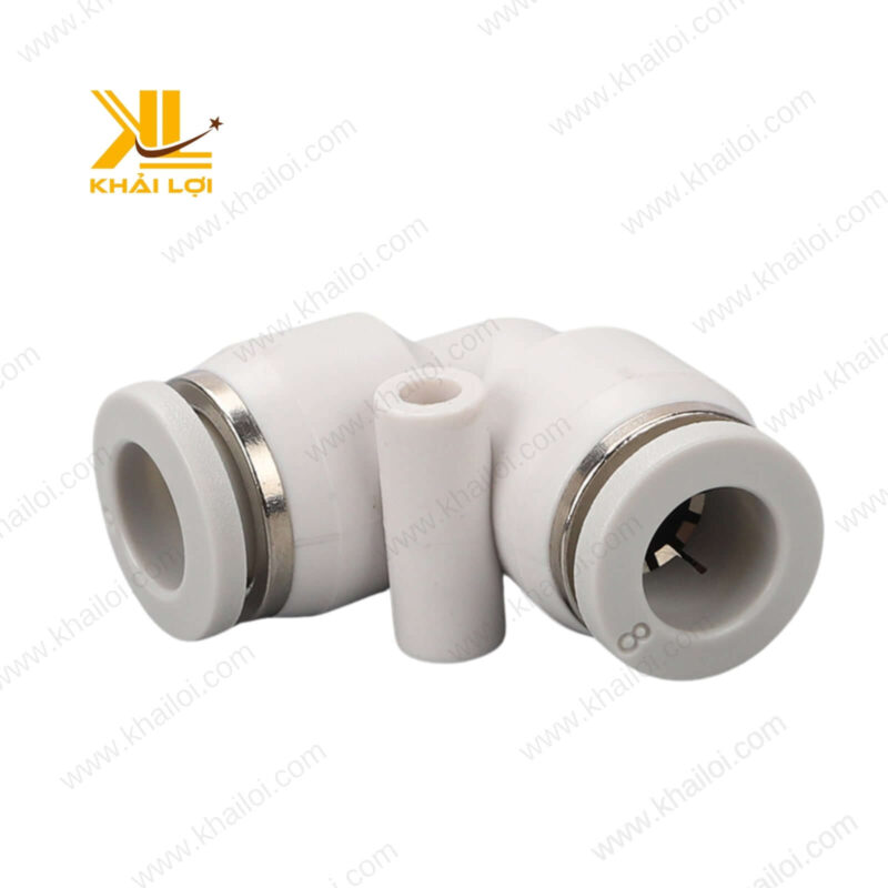 Hình ảnh cận cảnh co nối 2 đầu ống khí nén JPV với chất liệu nhựa cao cấp.