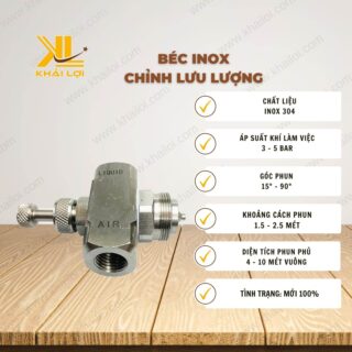 Thông số kỹ thuật "Béc inox chỉnh lưu lượng" của vật tư công nghiệp Khải Lợi.