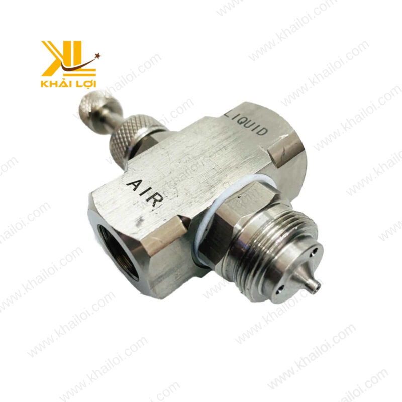 Béc inox chỉnh lưu lượng từ Vật tư công nghiệp Khải Lợi với góc phun hình quạt.