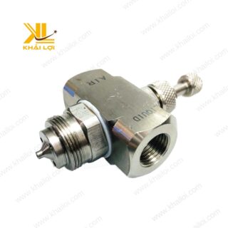 Béc inox phun tia hình nón với cơ cấu điều chỉnh bằng tay.