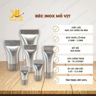 Thông số kỹ thuật Béc inox mỏ vịt của vật tư công nghiệp Khải Lợi.