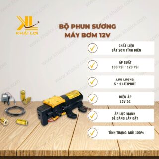 Thông số kỹ thuật "Bộ phun sương máy bơm 12V" của vật tư công nghiệp Khải Lợi.