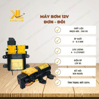 Thông số kỹ thuật máy bơm 12V loại đơn và đôi của vật tư công nghiệp Khải Lợi.