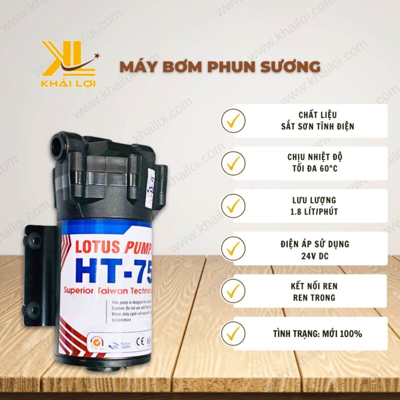 Thông số kỹ thuật Máy Bơm Phun Sương của vật tư công nghiệp Khải Lợi.