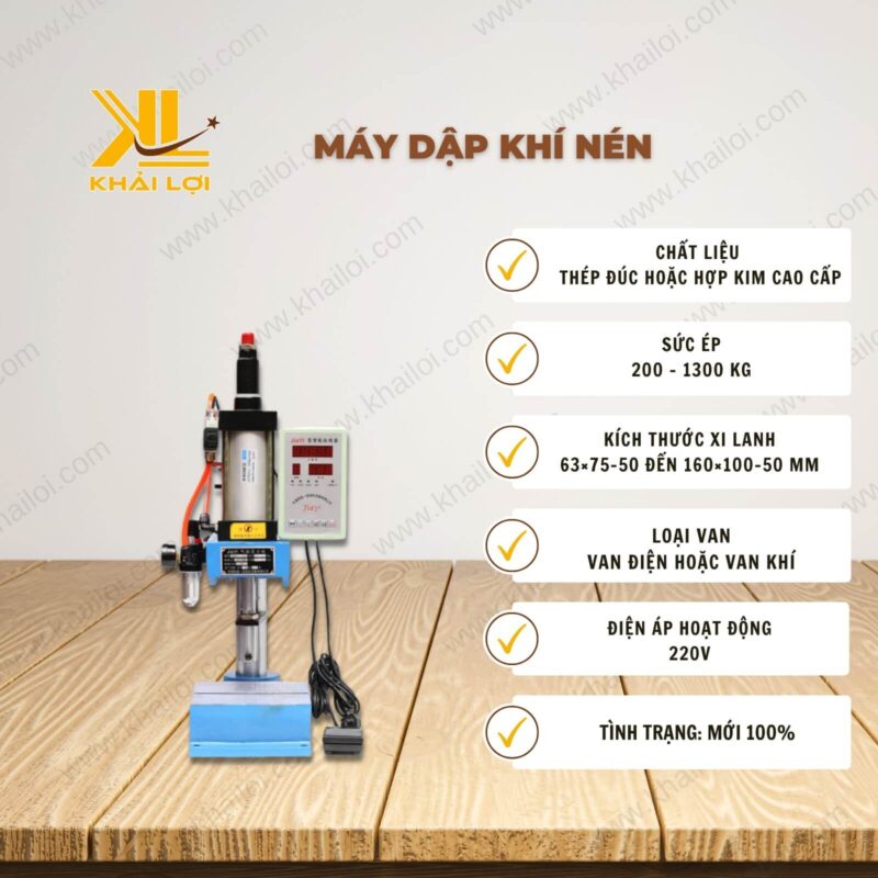 Thông số kỹ thuật máy ép xi lanh khí nén của Vật tư công nghiệp Khải Lợi