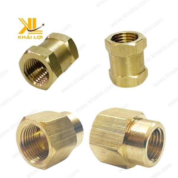 Cận cảnh Nối Thau 2 Đầu Ren Trong, ren 13mm, lục giác dễ siết.