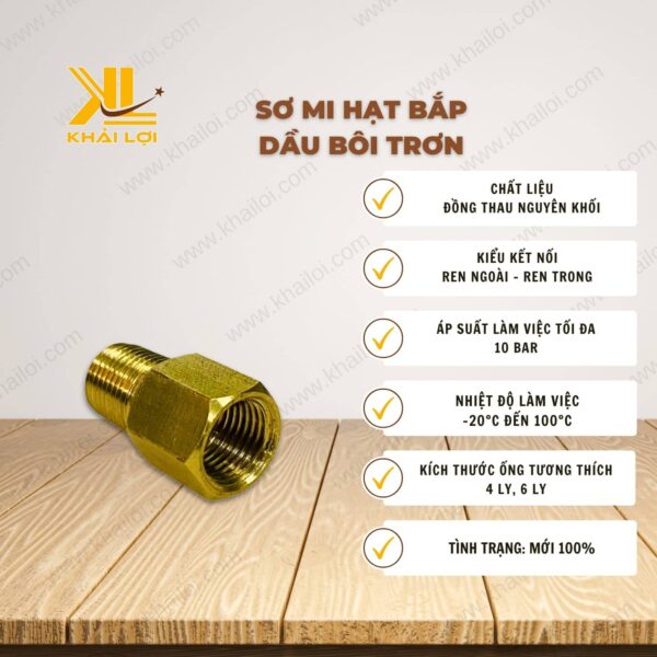 Thông số kỹ thuật Sơ Mi Hạt Bắp Dầu Bôi Trơn của vật tư công nghiệp Khải Lợi