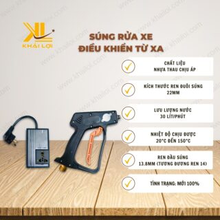 Thông số kỹ thuật súng rửa xe tự ngắt máy của Vật tư công nghiệp Khải Lợi.