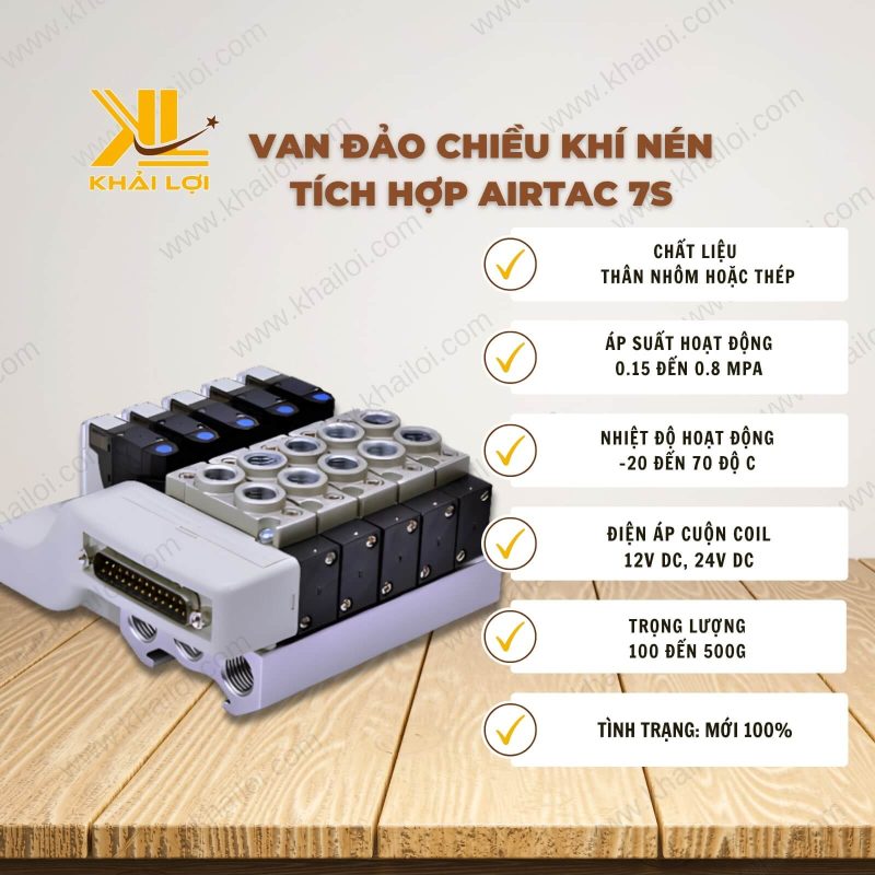 Thông số kỹ thuật Van Đảo Chiều Khí Nén Tích Hợp AIRTAC 7S của Vật Tư Công Nghiệp Khải Lợi.