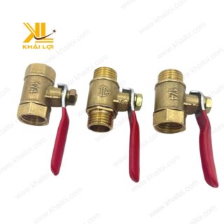 Van bi tay nhỏ ren trong ngoài thương hiệu Vật tư công nghiệp Khải Lợi với tay gạt màu đỏ.