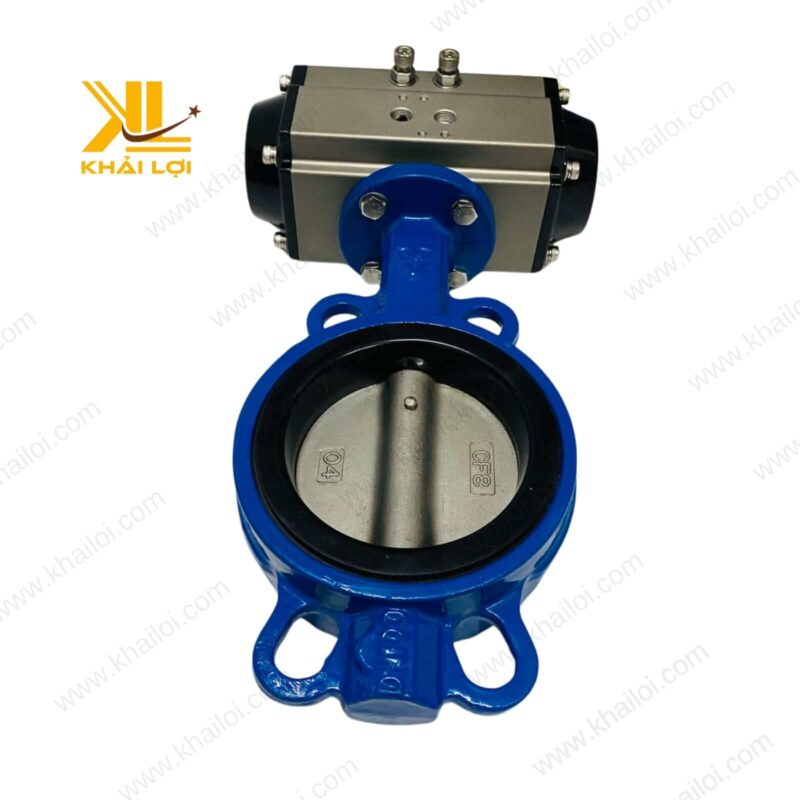 Van bướm điều khiển khí nén mặt bích chuẩn PN16 được phân phối bởi Khải Lợi.