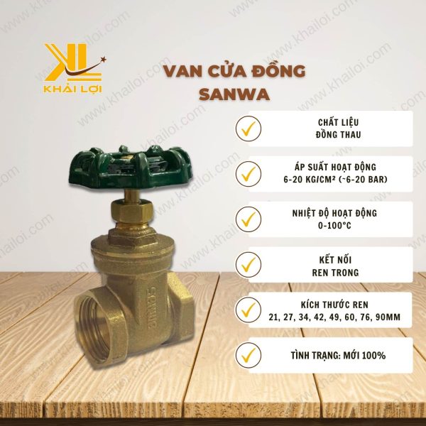 Thông số kỹ thuật Van Cửa Đồng của Vật Tư Công Nghiệp Khải Lợi.