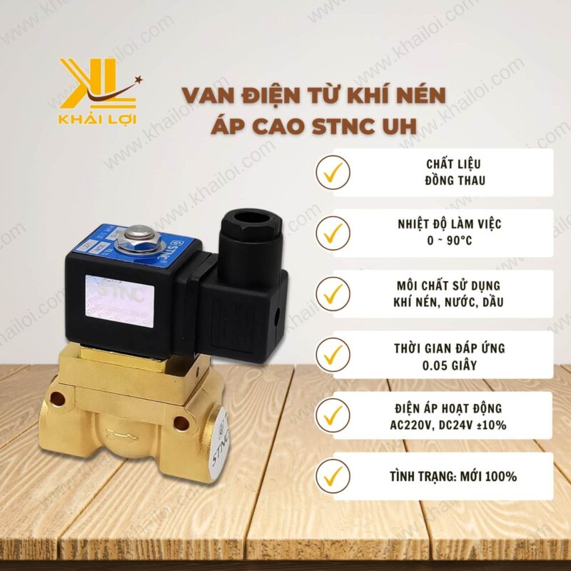 Thông số kỹ thuật van điện từ khí nén áp cao STNC UH của vật tư công nghiệp Khải Lợi.