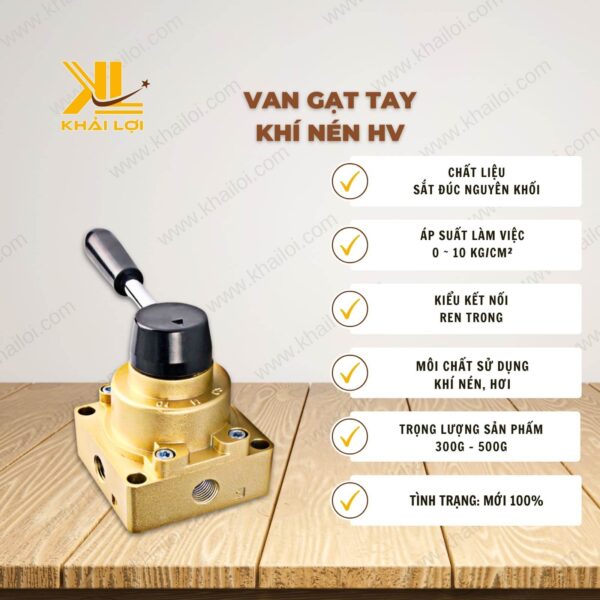 Thông số kỹ thuật Van gạt tay khí nén của Vật tư công nghiệp Khải Lợi