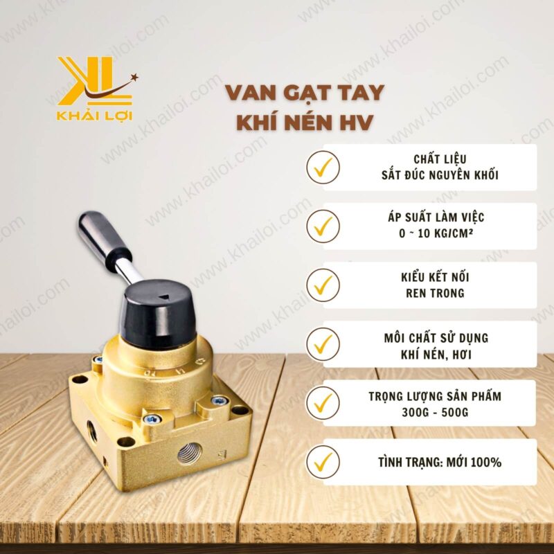 Thông số kỹ thuật Van Gạt Tay Khí Nén HV của Vật tư công nghiệp Khải Lợi