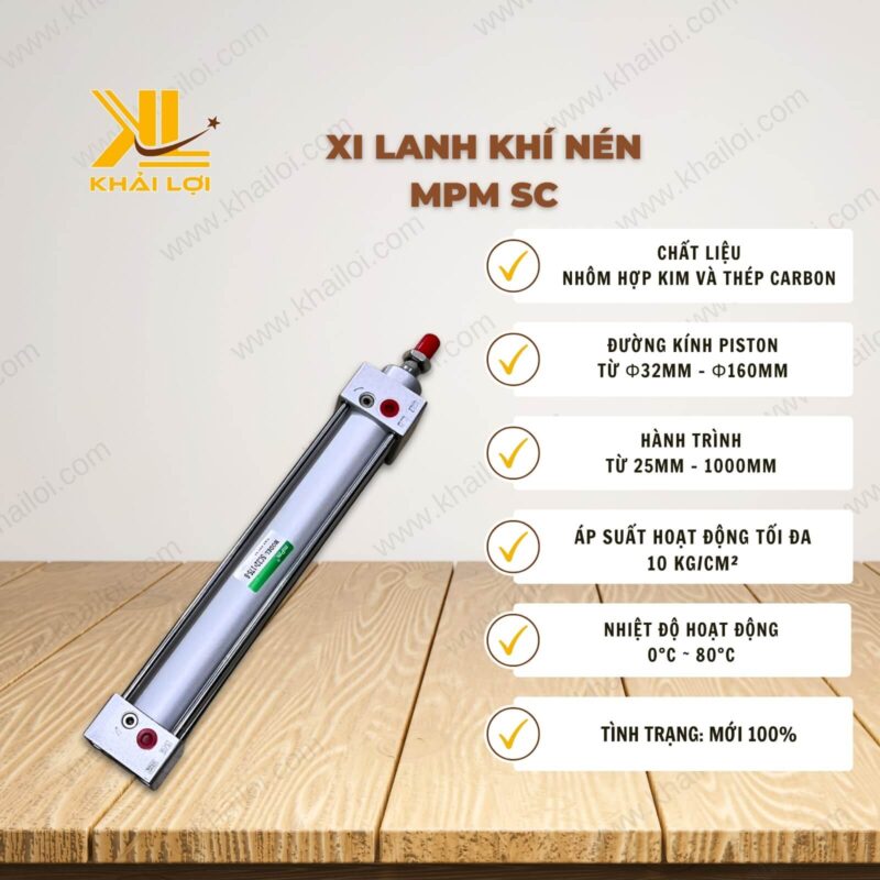Thông số kỹ thuật xi lanh khí nén MPM SC của vật tư công nghiệp Khải Lợi.