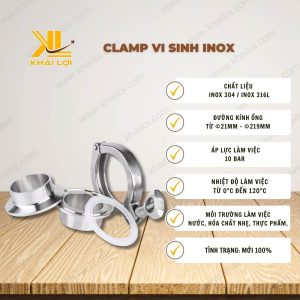 Thông số kỹ thuật clamp vi sinh inox của vật tư công nghiệp Khải Lợi.