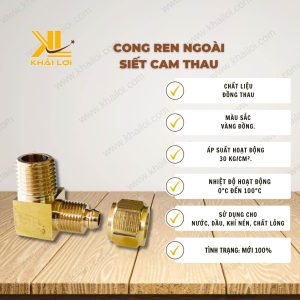 Thông số kỹ thuật Cong Ren Ngoài Siết Cam Thau của Vật Tư Công Nghiệp Khải Lợi.
