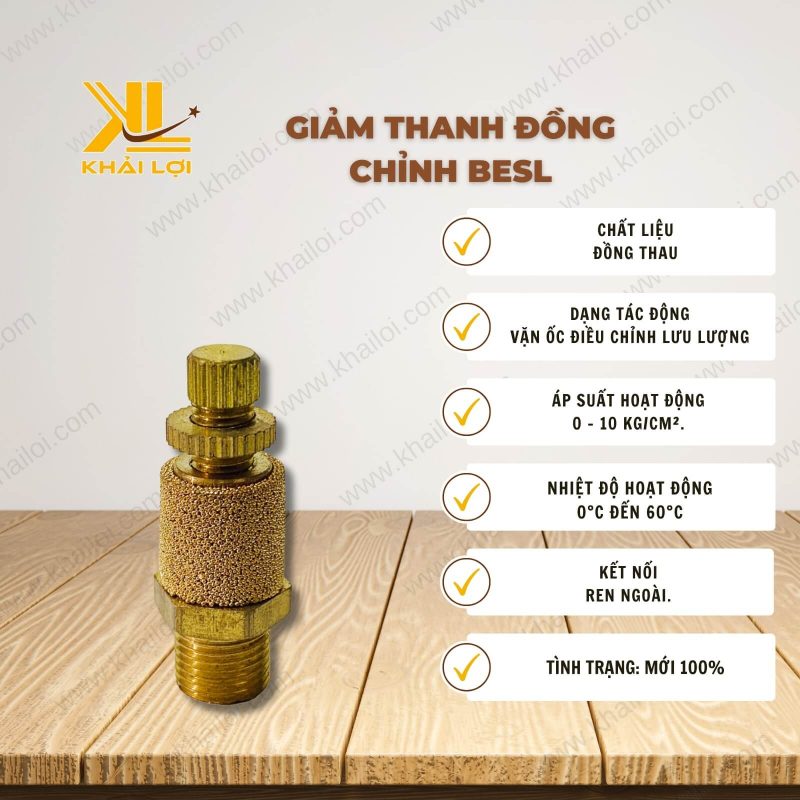 Thông số kỹ thuật Giảm Thanh Đồng Chỉnh BESL của Vật Tư Công Nghiệp Khải Lợi.