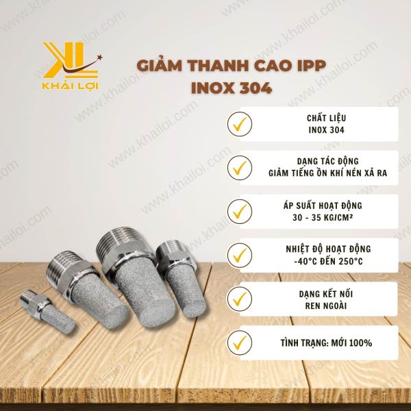 Thông số kỹ thuật Giảm Thanh Cao Inox IPP của Vật Tư Công Nghiệp Khải Lợi.