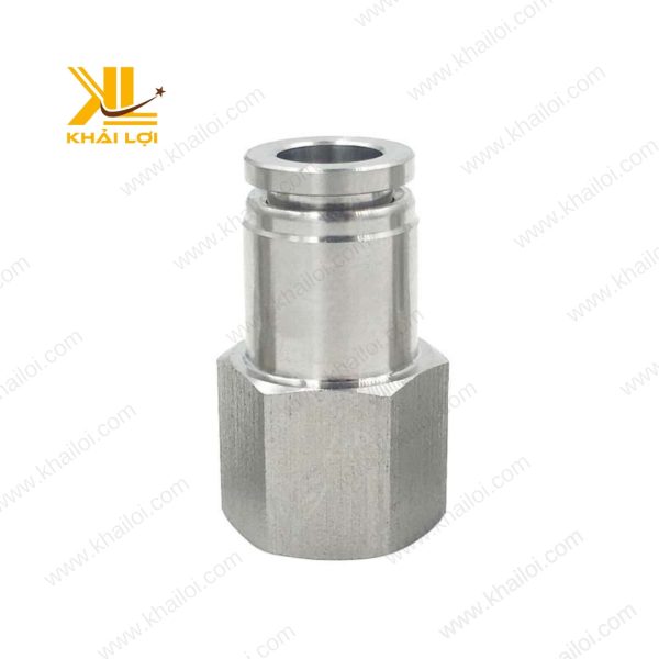 Cận cảnh Nối Khí Nén INOX IPCF, ren trong chắc chắn.