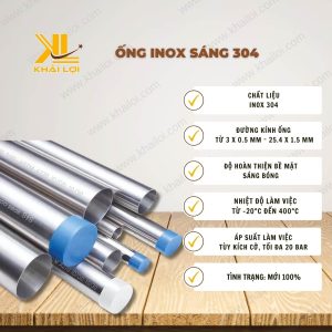 Thông số kỹ thuật Ống INOX Sáng của Vật Tư Công Nghiệp Khải Lợi.
