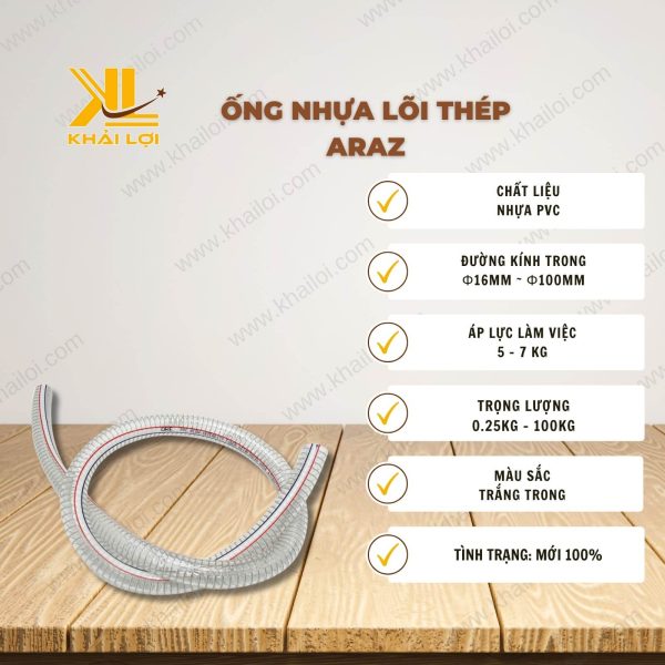 Thông số kỹ thuật Ống Nhựa Lõi Thép ARAZ của Vật Tư Công Nghiệp Khải Lợi