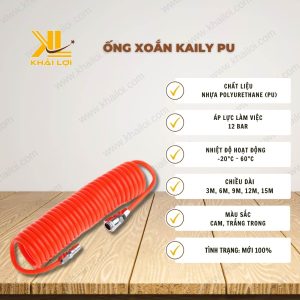 Thông số kỹ thuật ống xoắn KAILY PU của Vật tư Công Nghiệp Khải Lợi.