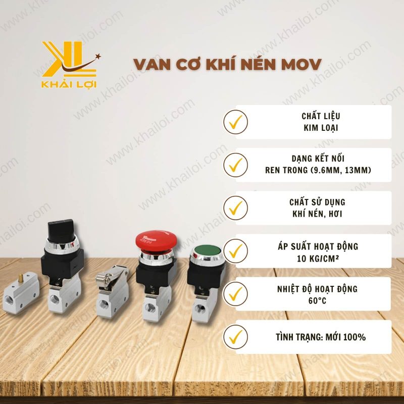 Thông số kỹ thuật Van Cơ Khí Nén MOV của Vật Tư Công Nghiệp Khải Lợi.