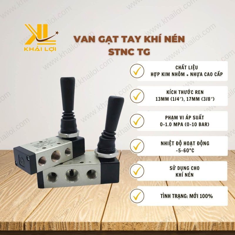 Thông số kỹ thuật Van Gạt Tay Khí Nén STNC TG của Vật Tư Công Nghiệp Khải Lợi.