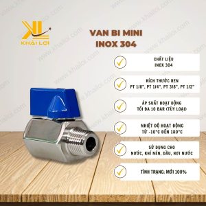 Thông số kỹ thuật Van Bi Mini Inox 304.