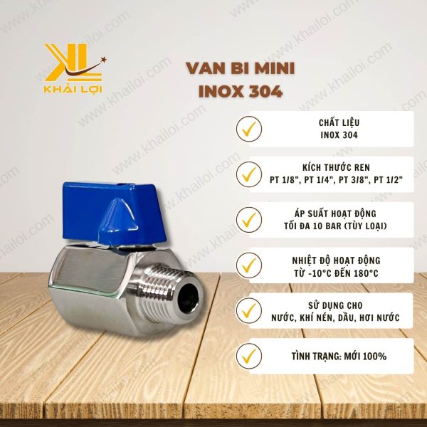 Thông số kỹ thuật Van Bi Mini Inox 304.
